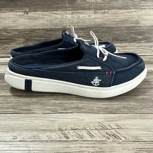 Skechers Glide Ultra Sail Mules Womens 7 Navy Blue Slip On Shoes Goga Max 16121